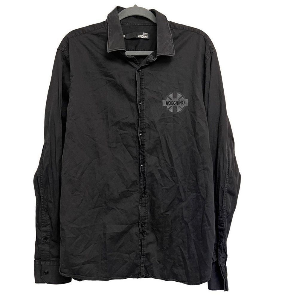 LOVE MOSCHINO Black Long Sleeve Button Down Shirt Size XXL